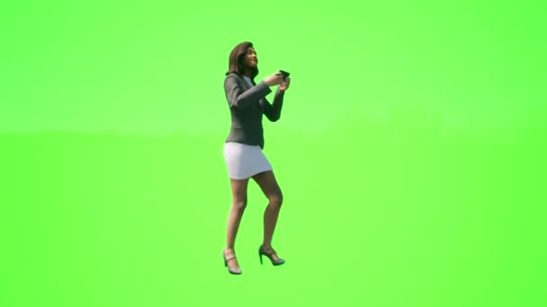 Ludzie Zielony Ekran Europejska Kobieta Podróżnik Pracuje Telefonu Komórkowego Robi — Wideo stockowe