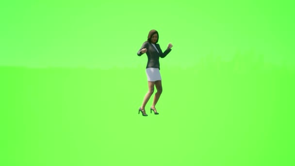 Ludzie Zielony Ekran Afroamerykanka Gospodyni Tańczy Spódnicy — Wideo stockowe
