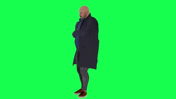 Розчарований Сердитий Англійський Чоловік Який Чекає Зеленому Екрані — стокове відео