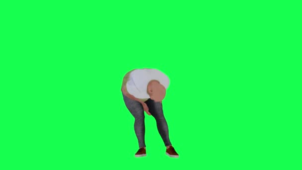Sol Bacak Kasının Açısı Beyaz Gömlekli Kel Adamın Sol Bacak — Stok video