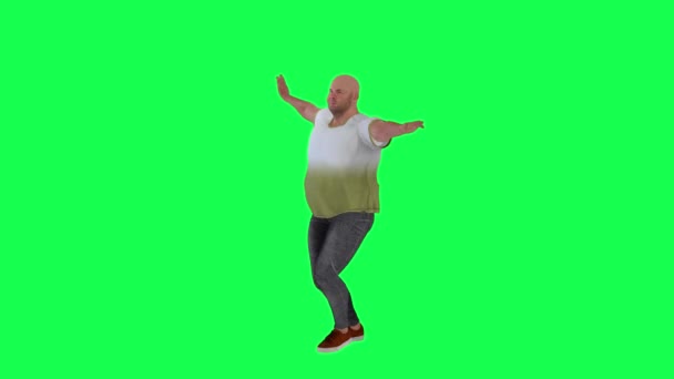 アメリカ人男性がダンスをし 反対側の角度から緑色の画面を手で応援 — ストック動画