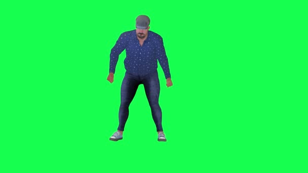 Kövér Kék Ruhás Francia Férfi Épp Ellenkező Szögből Lövik Zöld — Stock videók