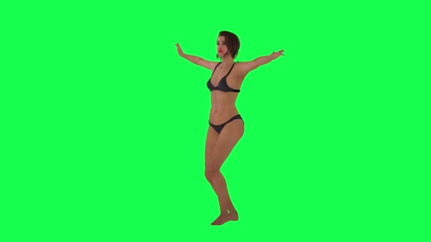 Mujer Inglesa Bailando Pisando Ropa Interior Gris Desde Ángulo Recto — Vídeos de Stock