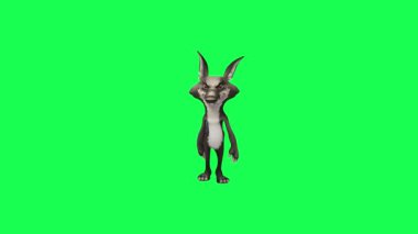Yeşil ekranda yürüyen ve Chroma Key 'de gezen bir kurt çizgi film karakterinin 3 boyutlu animasyonu. Önden görünüşü yüksek kalitede 4K.