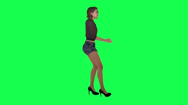 Tall Slim Woman Brown Hair Brown Dress Greeting Her Friend — Stock Video