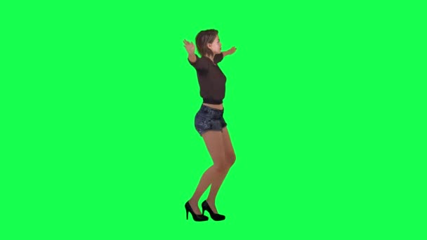Вулична Жінка Танцює Натикається Після Перемоги Своєї Улюбленої Команди Лівого — стокове відео