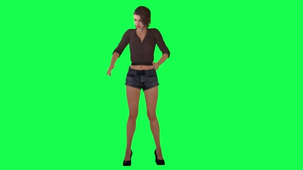 Genç Rlandalı Bir Kadın Kahverengi Saçlı Siyah Şortlu Yüksek Topuklu — Stok video
