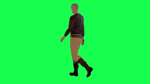 Animacja Starego Żołnierza Klawiszu Chroma Chodzenie Chodzenie Tyłu — Wideo stockowe