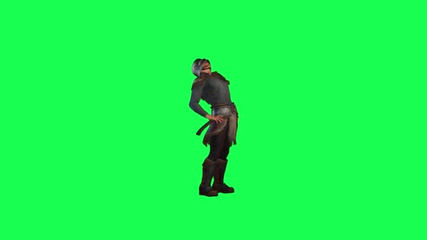 Animation Guard Man Green Screen Guarding Exercising Old Clothes Chroma — Stock Video