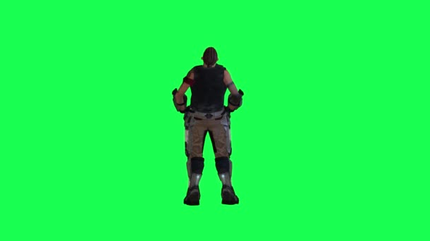 Animation Eines Kämpfenden Mannes Auf Grünem Bildschirm Der Sich Auf — Stockvideo