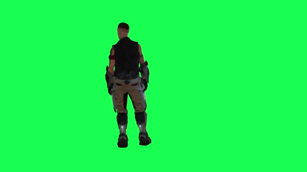 People Chroma Key Background Isolated Astronaut Man Watching Walking Searching — Stock Video