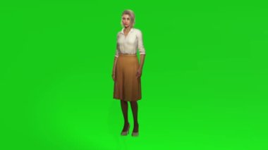 Krom anahtar arka plandaki 3D insanlar güzel köylü kızını izole edip konuşuyorlar.