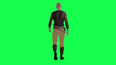 Krom anahtar arka plandaki 3D insanlar yeşil ekrandaki 3D erkek sporcuyu izole ettiler. Krom anahtar yüksek kaliteli arka planda film sayfasında özel kıyafetlerle yürüyorlar. 4k
