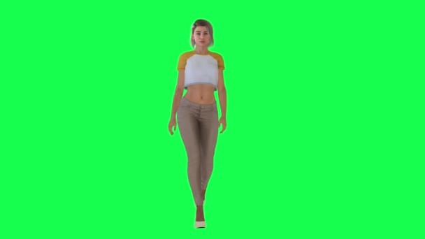 3D个有色人种背景的人孤立的欧洲美女展示和观看 — 图库视频影像