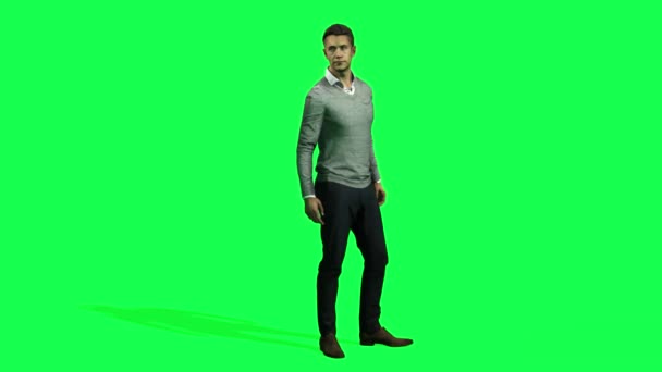 3D个色关键背景的人孤立男性教授解释和辩护发现 — 图库视频影像
