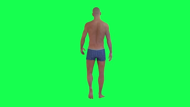 Lidé Chroma Klíčových Pozadí Izolované Samec Plavec Zelené Obrazovce Chůze — Stock video