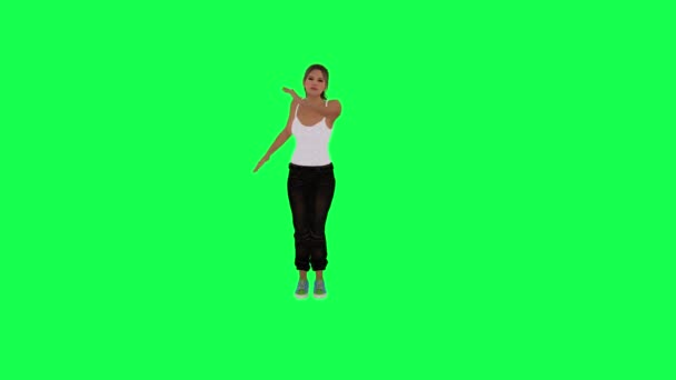 화면에서 반대쪽 각도에서 춤추고 소녀는 크로마 고립시키고 있습니다 — 비디오
