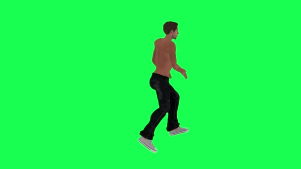 Κοκαλιάρης Ημίγυμνος Ναρκομανής Στην Πράσινη Οθόνη Χορεύοντας Χορό Του Michael — Αρχείο Βίντεο