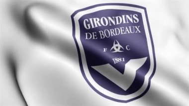 FC Girondins de Bordeaux Flag 'in rüzgarda dalgalanan videosu. FC Girondins de Bordeaux Flag Wave Loop rüzgarda sallanıyor. Gerçekçi FC Girondins de Bordeaux Flag arkaplan döngüsü 1080p Tam HD 1920X1080 görüntü.