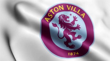 Aston-Villa Flag video dalgalanması. Aston-Villa Bayrak Dalgası Döngüsü rüzgarda sallanıyor. Gerçekçi Aston-Villa Arkaplan Döngüsü Kapatma 1080p Tam HD 1920X1080 görüntüsü.