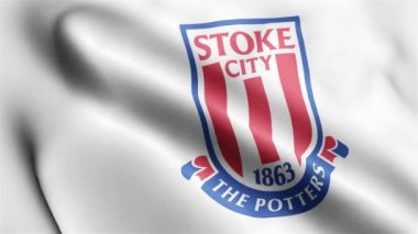 Stoke City Flag 'in rüzgarda dalgalanan videosu. Stoke City Bayrak Dalgası Döngüsü rüzgarda sallanıyor. Gerçekçi Stoke-City Arkaplan Döngüsü Kapatma 1080p Tam HD 1920X1080 görüntüsü.