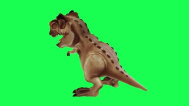 Yeşil ekranda oynayan 3D dinozor, insanlar 4k animasyon sağlıyor.