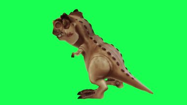 Yeşil ekranda oynayan 3D dinozor, insanlar 4k animasyon sağlıyor.
