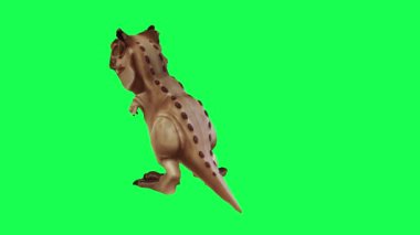 Yeşil ekranda oynayan 3D dinozor, insanlar 4k animasyon sağlıyor.