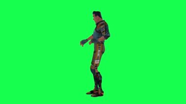 Mavi takım elbiseli animasyon adam ve haki pantolonlu adam ekranda doğru açıdan kart dağıtıyor. Krom anahtarlı 3 boyutlu insanlar izole edilmiş.