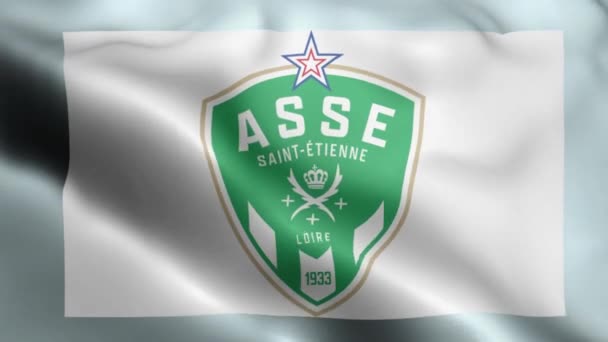 Saint Etienne Flag Rüzgarda Dalgalanan Videosu Saint Etienne Bayrak Dalgası — Stok video