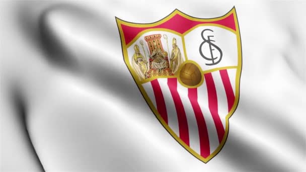국기가 바람에 흔들고 있습니다 깃발의 바람에 흔들리고 Sevilla Flag Background — 비디오