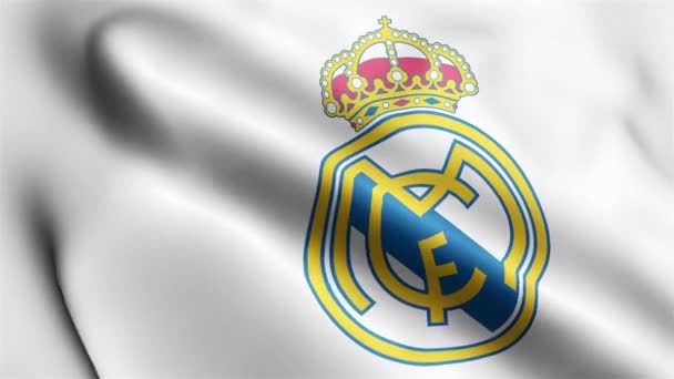 Real Madrid Bandiera Video Sventola Nel Vento Real Madrid Flag — Video Stock
