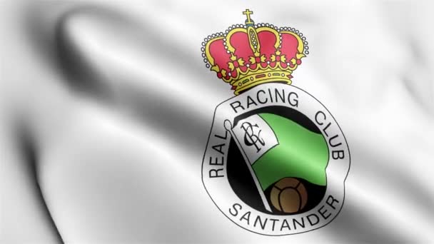 Racing Santander Flagg Video Vinker Vinden Flaggbølge Santander Flaggermusen Vinker – stockvideo