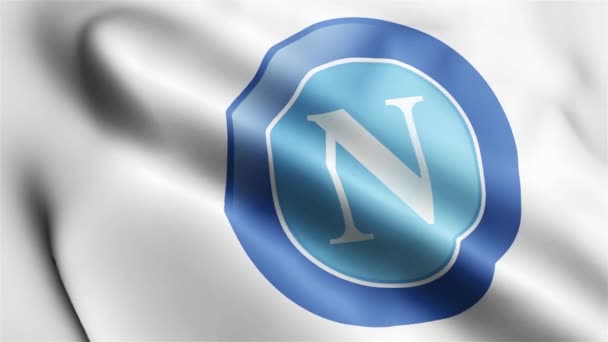 Napoli Bayrağının Rüzgarda Dalgalanan Videosu Napoli Bayrak Dalgası Döngüsü Rüzgarda — Stok video