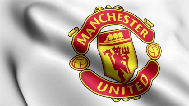 Video Della Bandiera Manchester United Sventola Nel Vento Manchester United — Video Stock