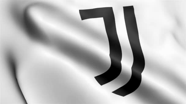 Juventus Flag Rüzgarda Sallanan Videosu Juventus Bayrak Dalgası Döngüsü Rüzgarda — Stok video