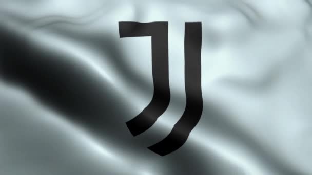 Juventus Flag Rüzgarda Sallanan Videosu Juventus Bayrak Dalgası Döngüsü Rüzgarda — Stok video