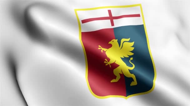 Genoa Flag Rüzgarda Dalgalanan Videosu Genova Bayrak Dalgası Döngüsü Rüzgarda — Stok video