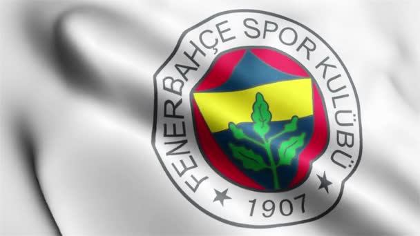 Fenerbahçe Bayrağı Nın Rüzgarda Sallanan Videosu Fenerbahçe Bayrak Dalgası Döngüsü — Stok video