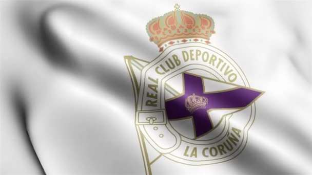 Deportivo Coruna Flagg Video Vinker Vinden Deportivo Coruna Flagg Bølge – stockvideo