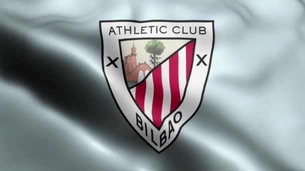 Athletic Bilbao Flag Videosu Rüzgarda Dalgalanıyor Atletik Bilbao Bayrak Dalgası — Stok video
