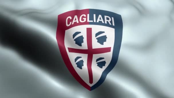 Rüzgarda Sallanan Cagliari Flag Videosu Cagliari Bayrak Dalgası Döngüsü Rüzgarda — Stok video