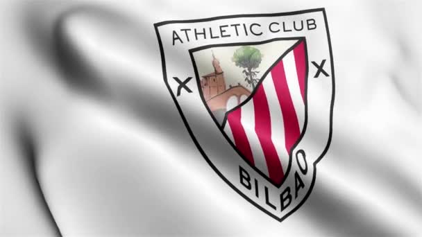 Athletic Bilbao Flag Videosu Rüzgarda Dalgalanıyor Atletik Bilbao Bayrak Dalgası — Stok video