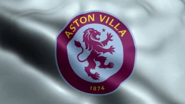 Aston Villa Bandiera Video Sventolando Nel Vento Aston Villa Flag — Video Stock