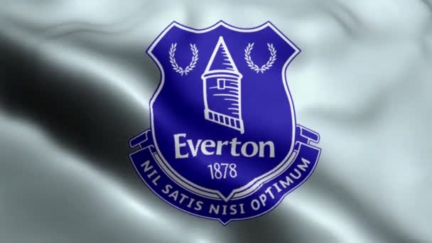 Everton Flag Rüzgarda Dalgalanan Videosu Everton Bayrak Dalgası Döngüsü Rüzgarda — Stok video