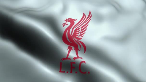 Liverpool Flag Rüzgarda Dalgalanan Videosu Liverpool Bayrak Dalgası Döngüsü Rüzgarda — Stok video