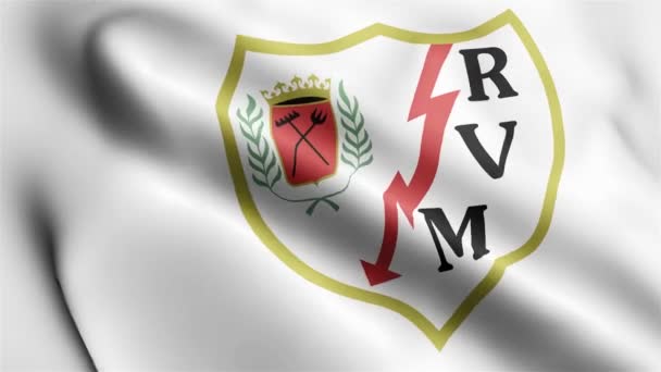 Rayo Vallecano Flag Videosu Rüzgarda Dalgalanıyor Rayo Vallecano Bayrak Dalgası — Stok video