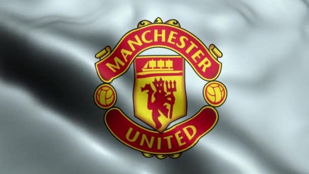 Video Della Bandiera Manchester United Sventola Nel Vento Manchester United — Video Stock