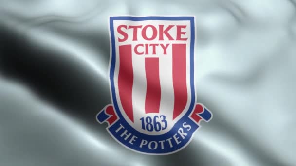 Video Della Stoke City Flag Sventola Nel Vento Stoke City — Video Stock