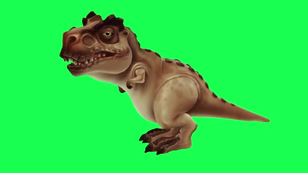 Postać Kreskówek Dinozaur Epoka Lodowcowa Jest Oddychanie Patrząc Obracając Głowę — Wideo stockowe